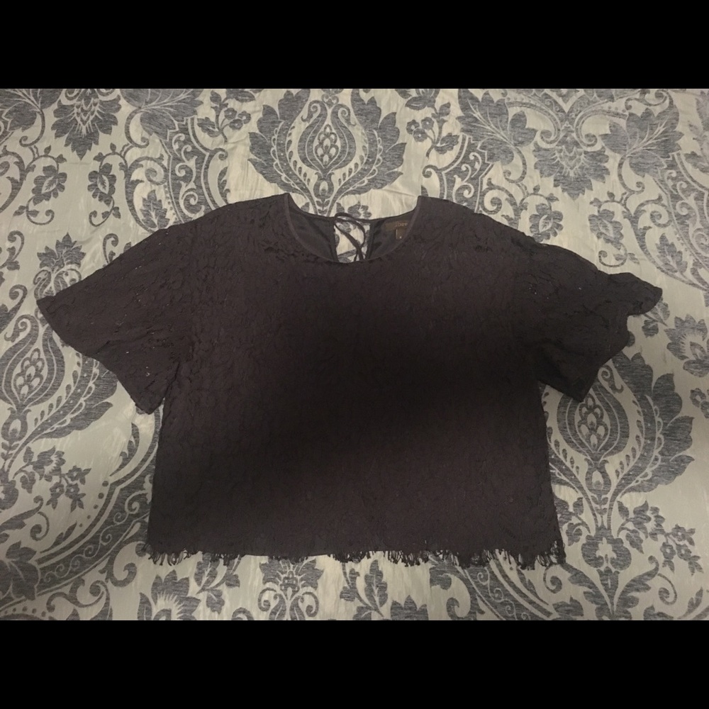 Navy j crew lace crop top